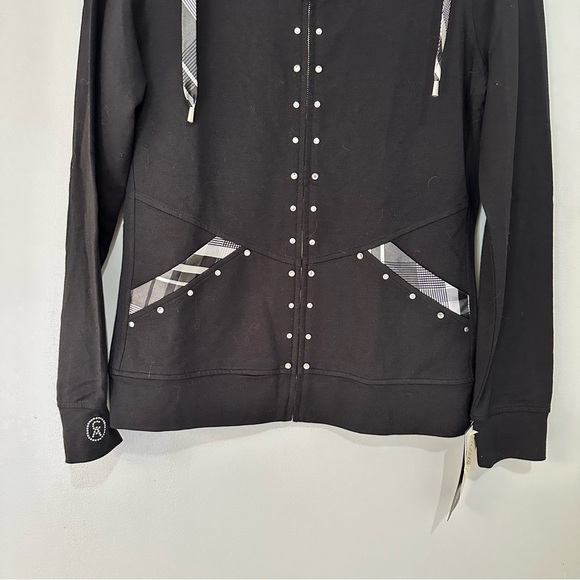 NWT Christine Alexander Black and Gray Plaid Cotton Blend Jacket Size Small - Picture 4 of 11